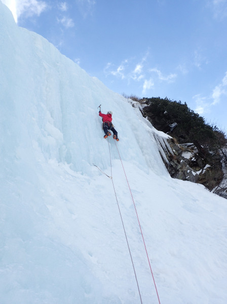 Me on the top pitch of Hard Ice In The Rock Direct